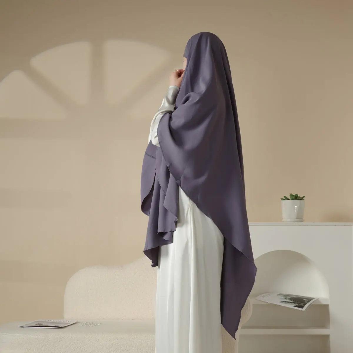 MK001 Niqab attaché - Khimar uni en Nida à 1 couche