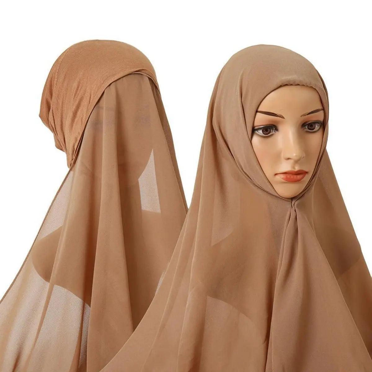 Hijab Instant en Mousseline avec Bonnet Intégré (MH004)