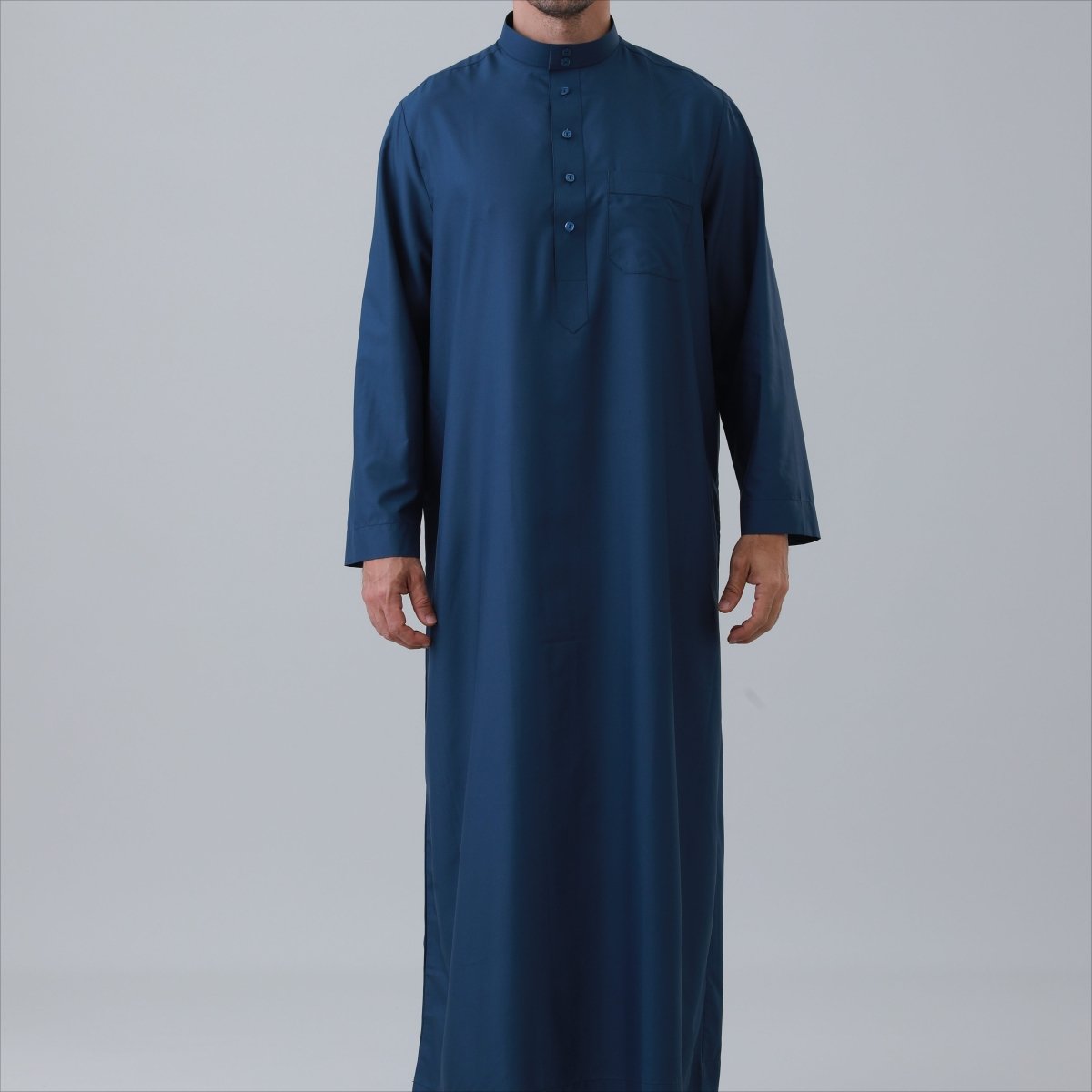 Thobe uni pour homme avec patte de boutonnage (MT036)