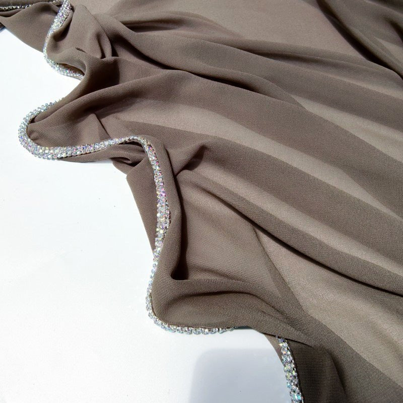 Hijab en Mousseline Bordé de Diamants (MH087)