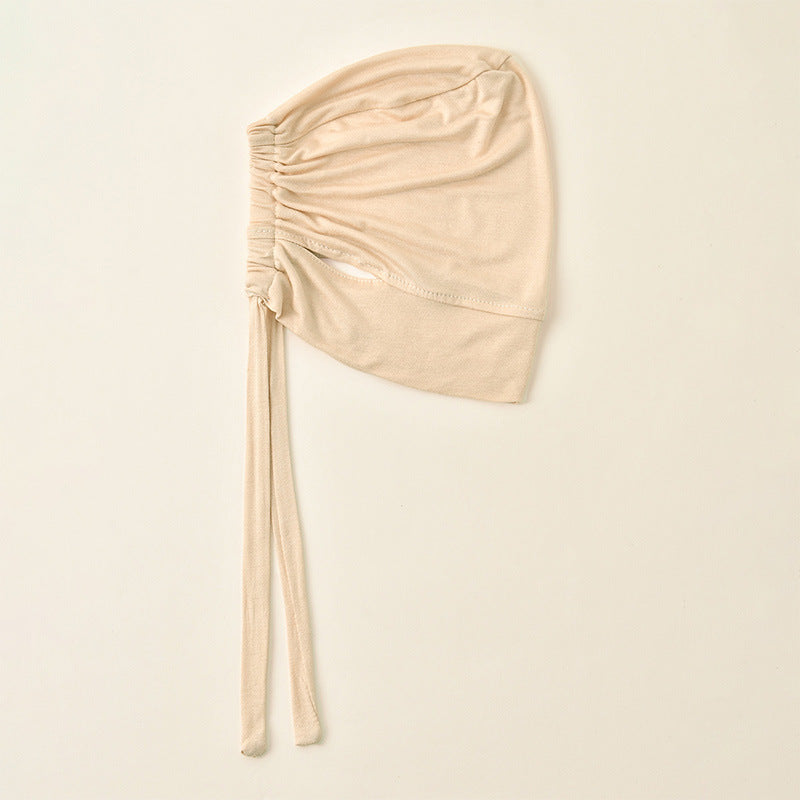 Sous-bonnet en coton mercerisé à nouer avec ouvertures pour les oreilles (MH204)
