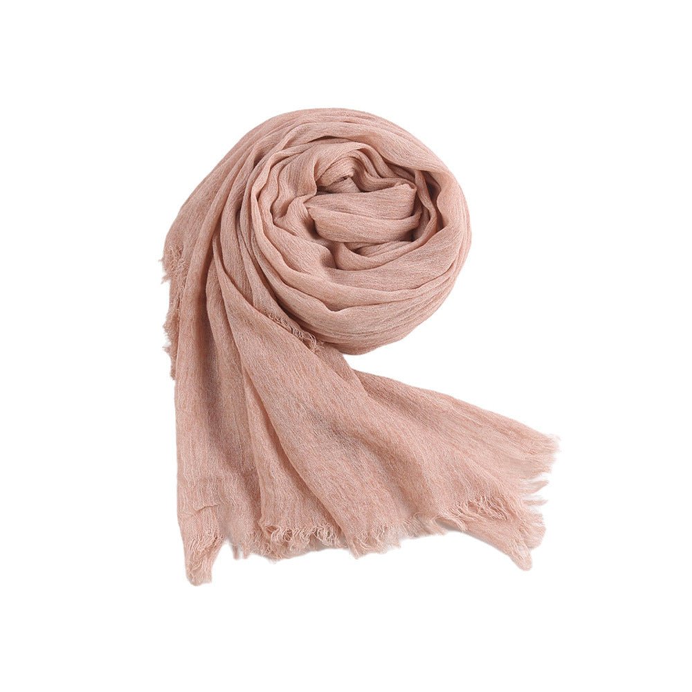 Hijab en Rayonne Texturée Froissée Coloris Unis Hijab Enveloppant Respirant pour Femme (MH145)