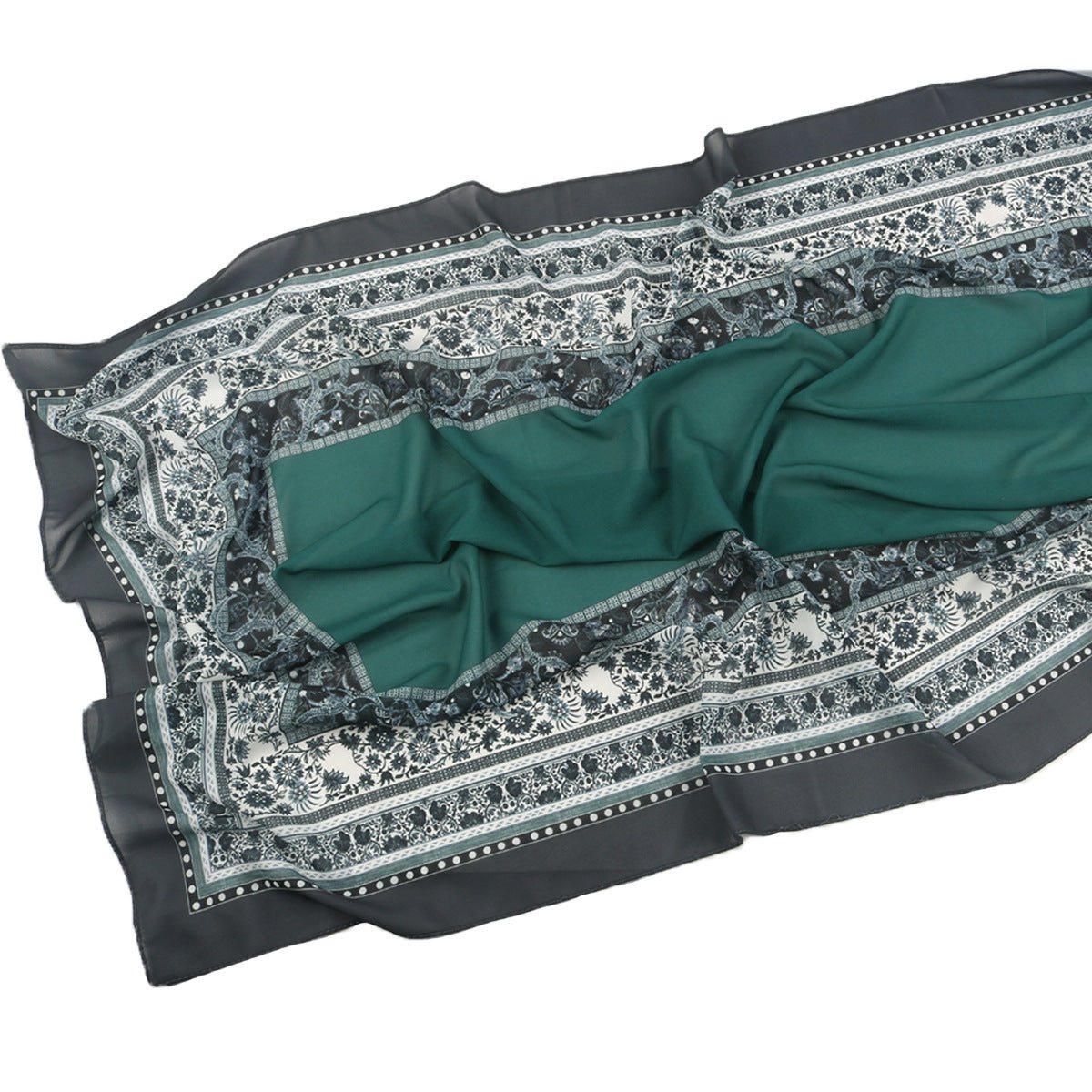 Écharpe Hijab en Mousseline Imprimée Élégante, Style Bohème, Respirante, Protection Solaire (MH136)