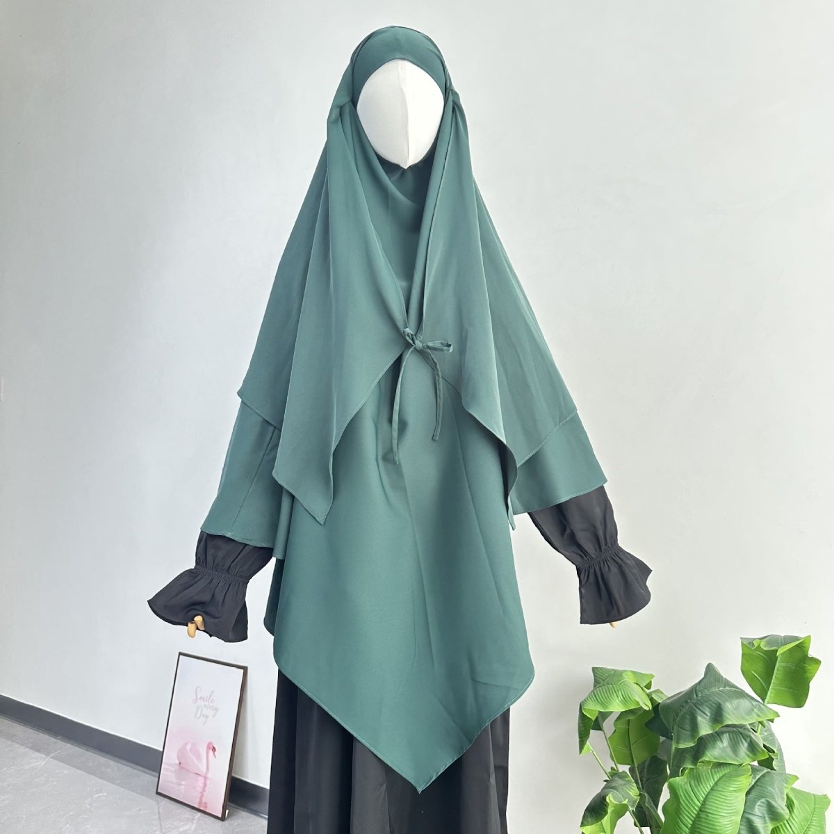 Khimar à double couche avec nœud devant (MK033)