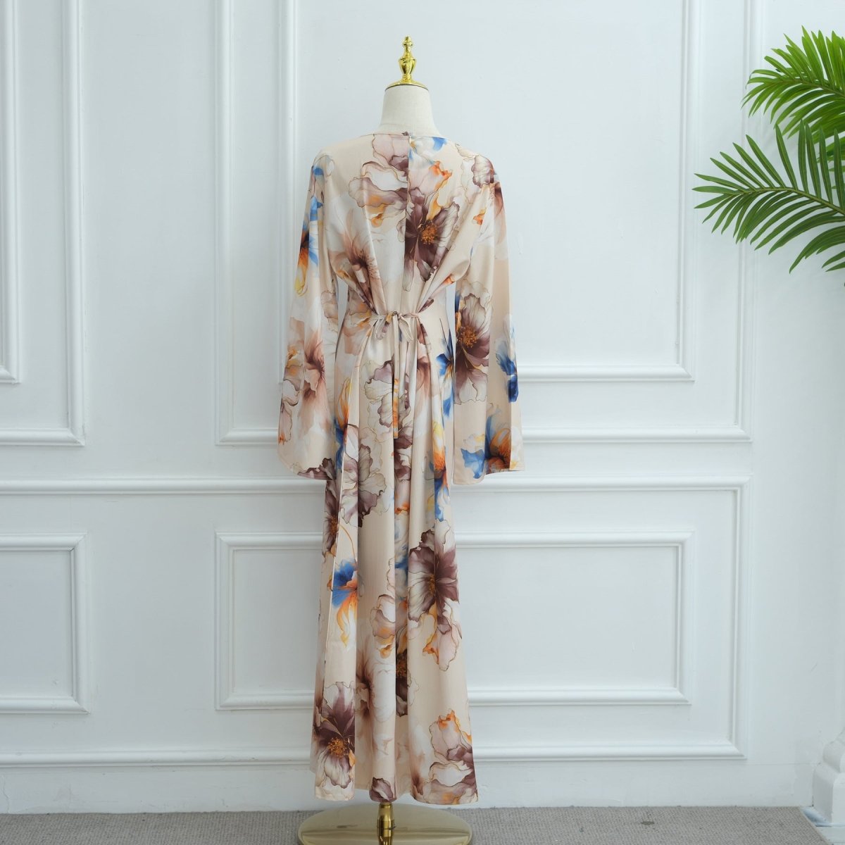 Abaya à imprimé floral avec manches évasées (MA332)