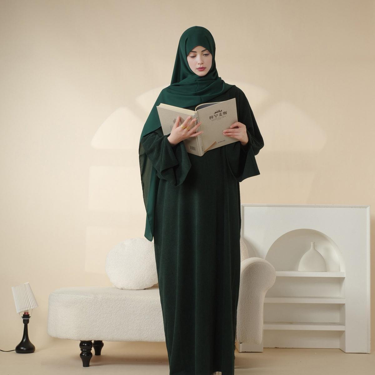 Abaya en velours côtelé à manches larges (MA045)