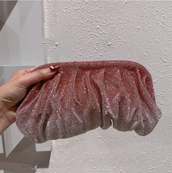 Sac de Soirée Clouté Plissé "Full of Diamond" à Bandoulière avec Fermoir, Sac Femme (MAC257)