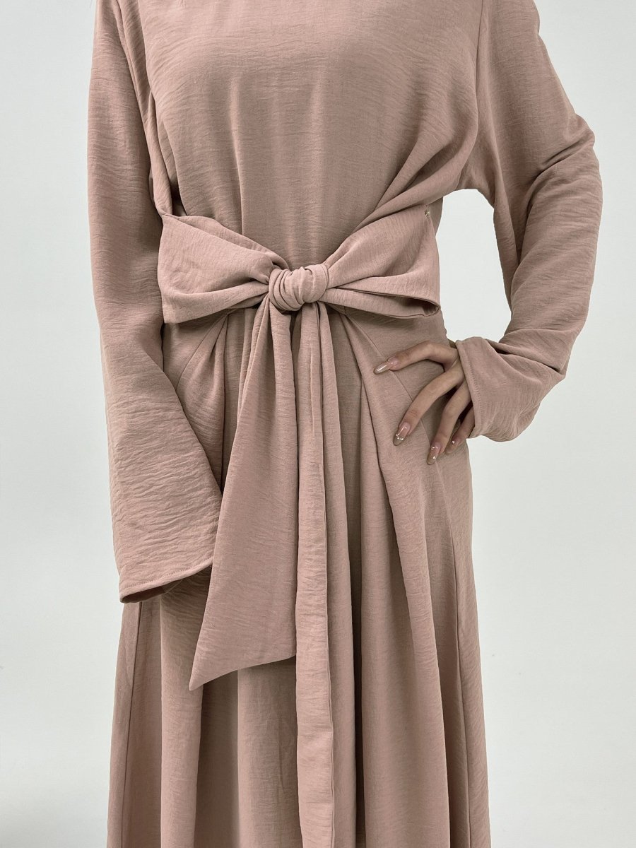 Robe du soir abaya élégante en crêpe glacé à lacets (MA160)