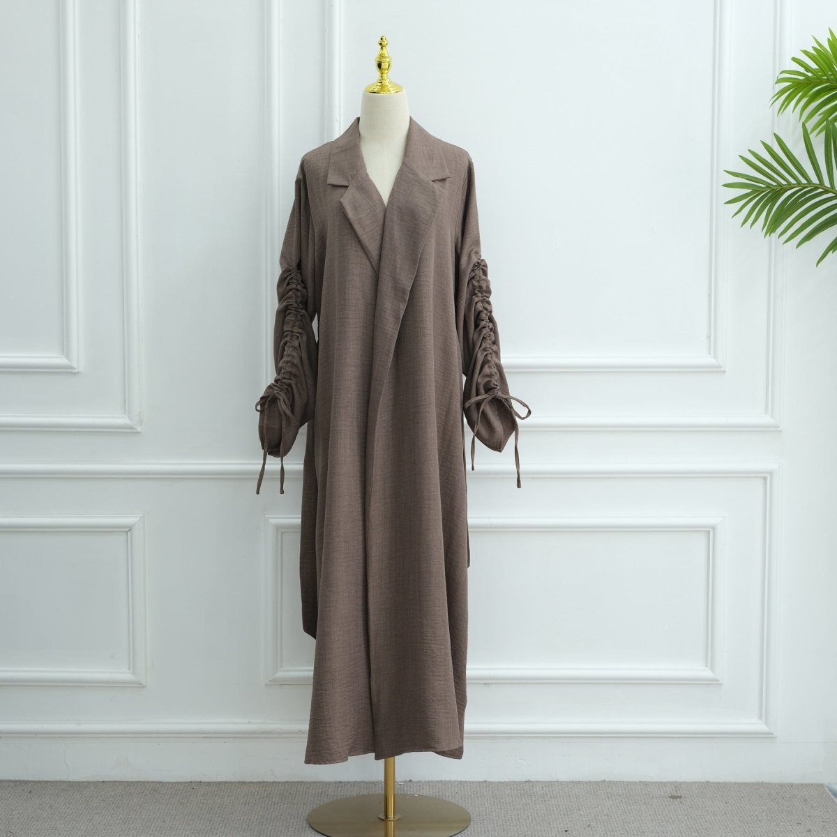 Blazer Cardigan ajusté à manches froncées | Veste ouverte en mélange de sergé (MOA246)