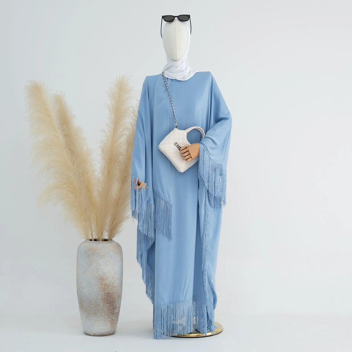 Abaya de Soirée à Manches Chauve-Souris et Franges (MA047)