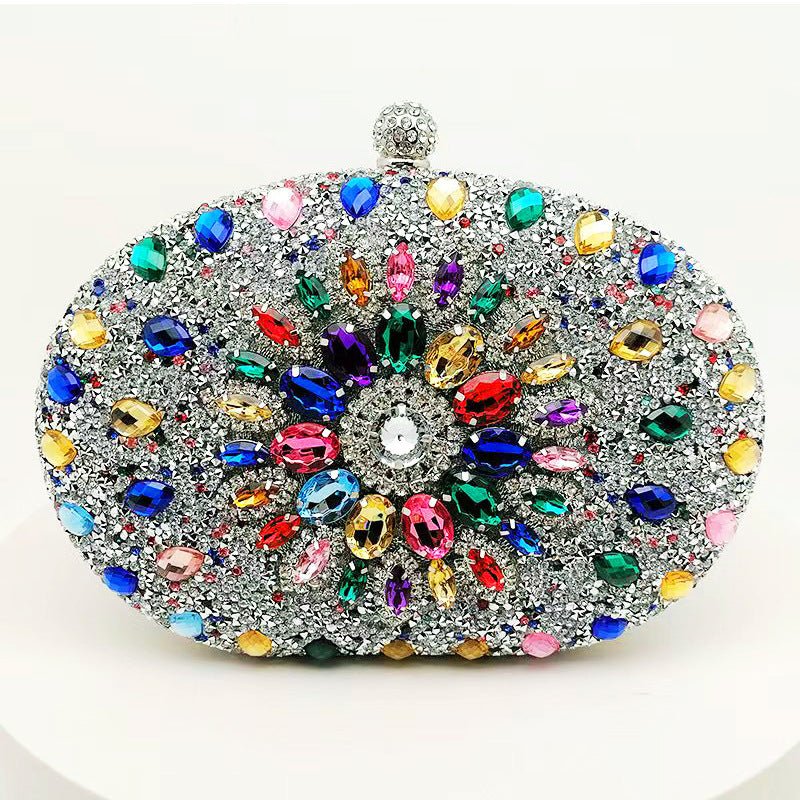 Pochette de soirée Crystal Sunflower | Sac de fête en strass avec bandoulière chaîne (MAC356)