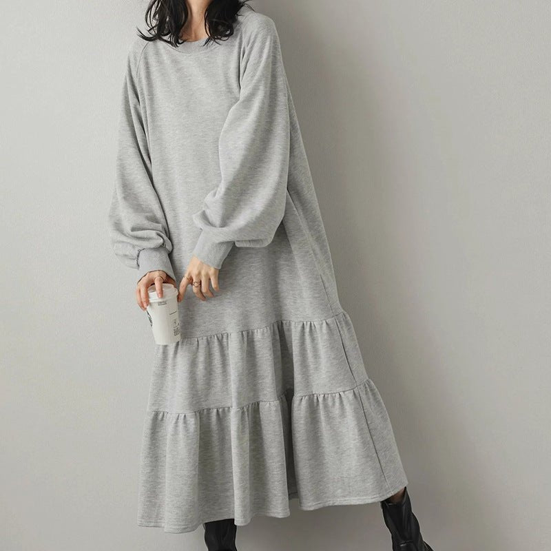 Robe Maxi Sweat à Volants Coupe Ample (MS151)
