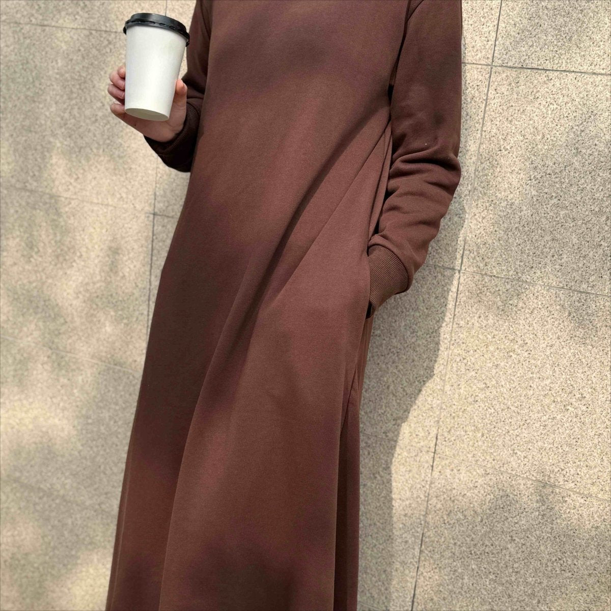 Abaya sweat à capuche en French Terry avec poches (MA340)