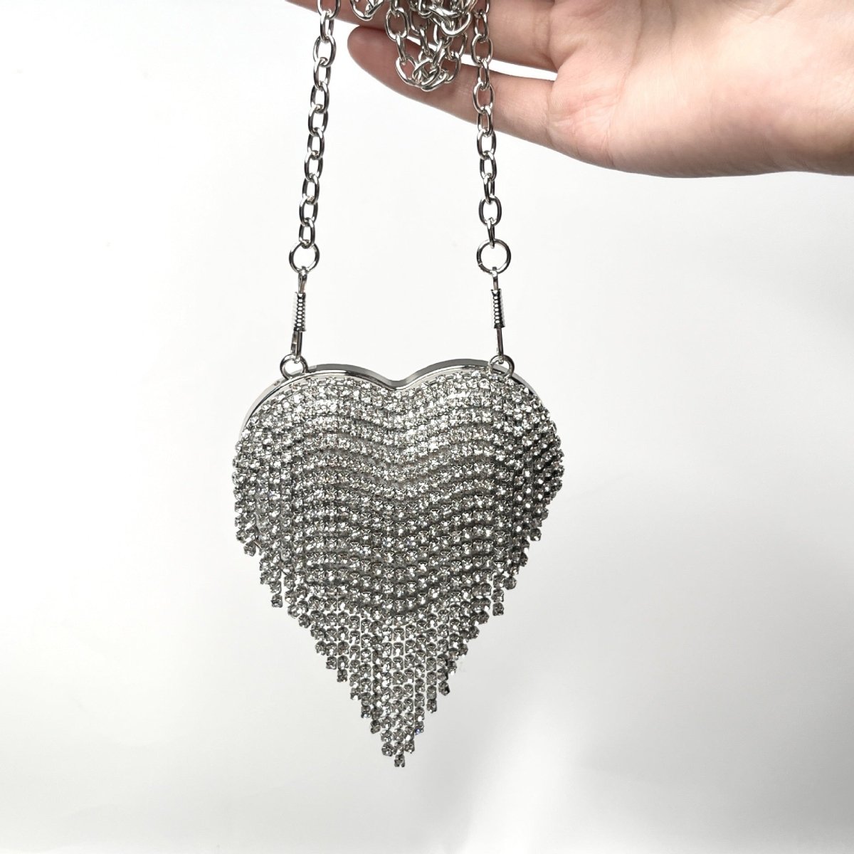 Sac bandoulière étincelant en forme de cœur – Mini sac à main orné de strass pour un glam au quotidien (MAC279)