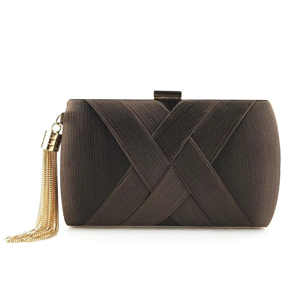 MAC032 Sac de soirée en soie pour femme avec pompon pendentif élégant