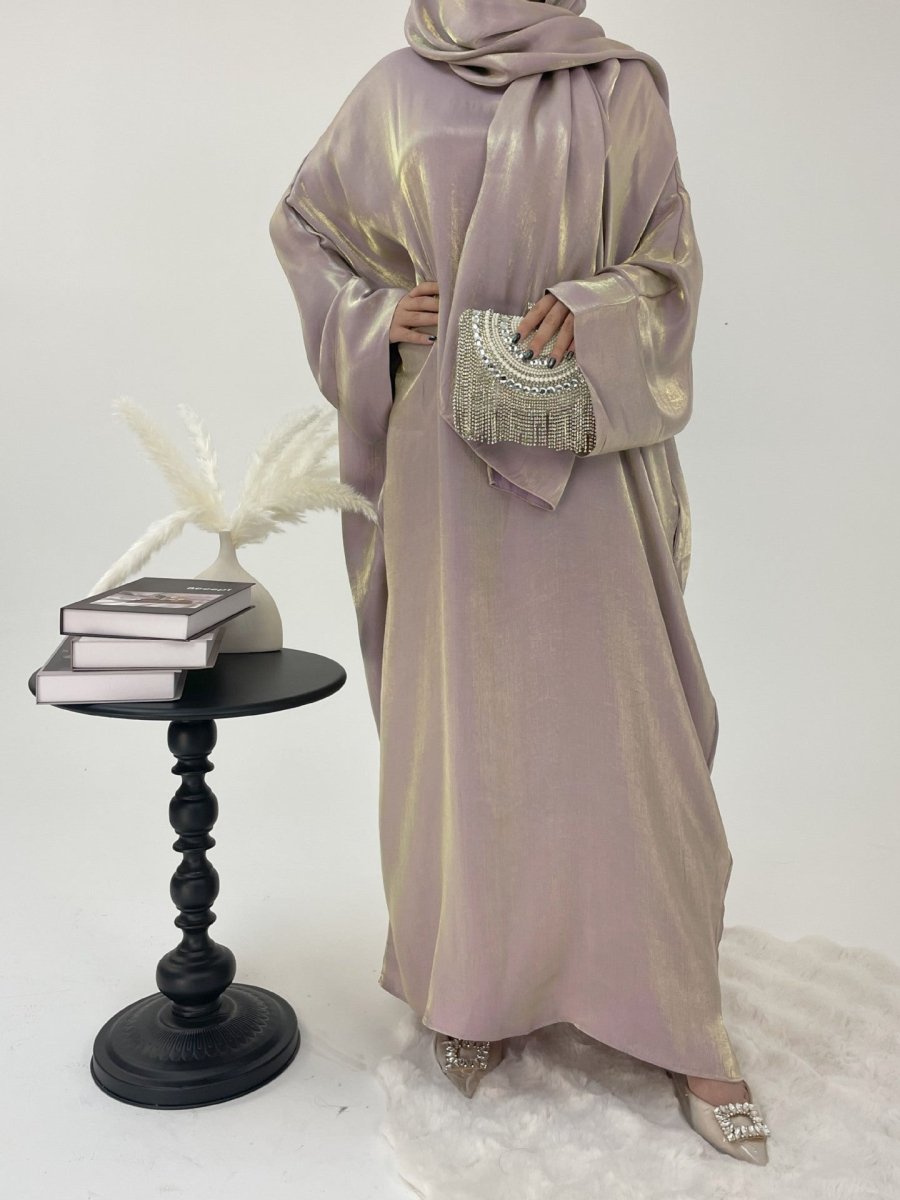 Robe Abaya de Luxe à Manches Bouffantes | Tenue de Soirée Élégante Musulmane, Robe Modeste Brillante (MA245)