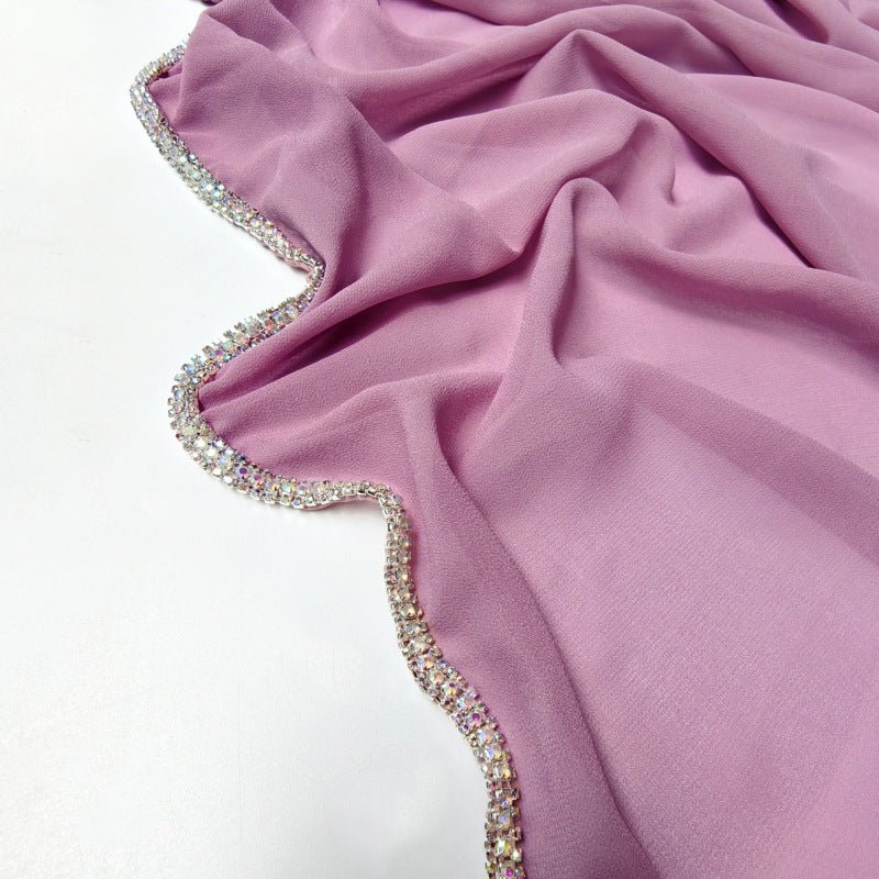 Hijab en Mousseline Bordé de Diamants (MH087)