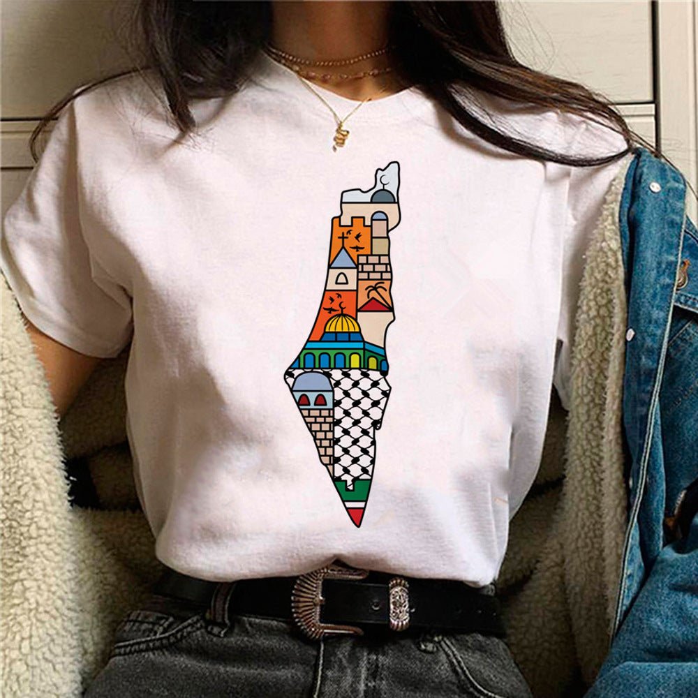 MS034 T-shirt décontracté imprimé Free Palestine