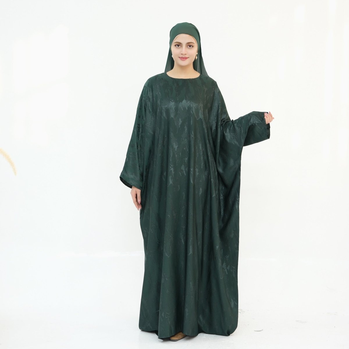 Abaya Maxi Manches Chauve-souris Jacquard (MA447)