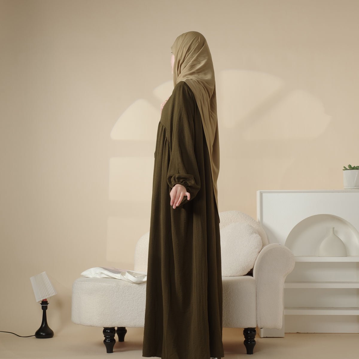 Abaya Réversible en Tissu Crêpe (MA035)