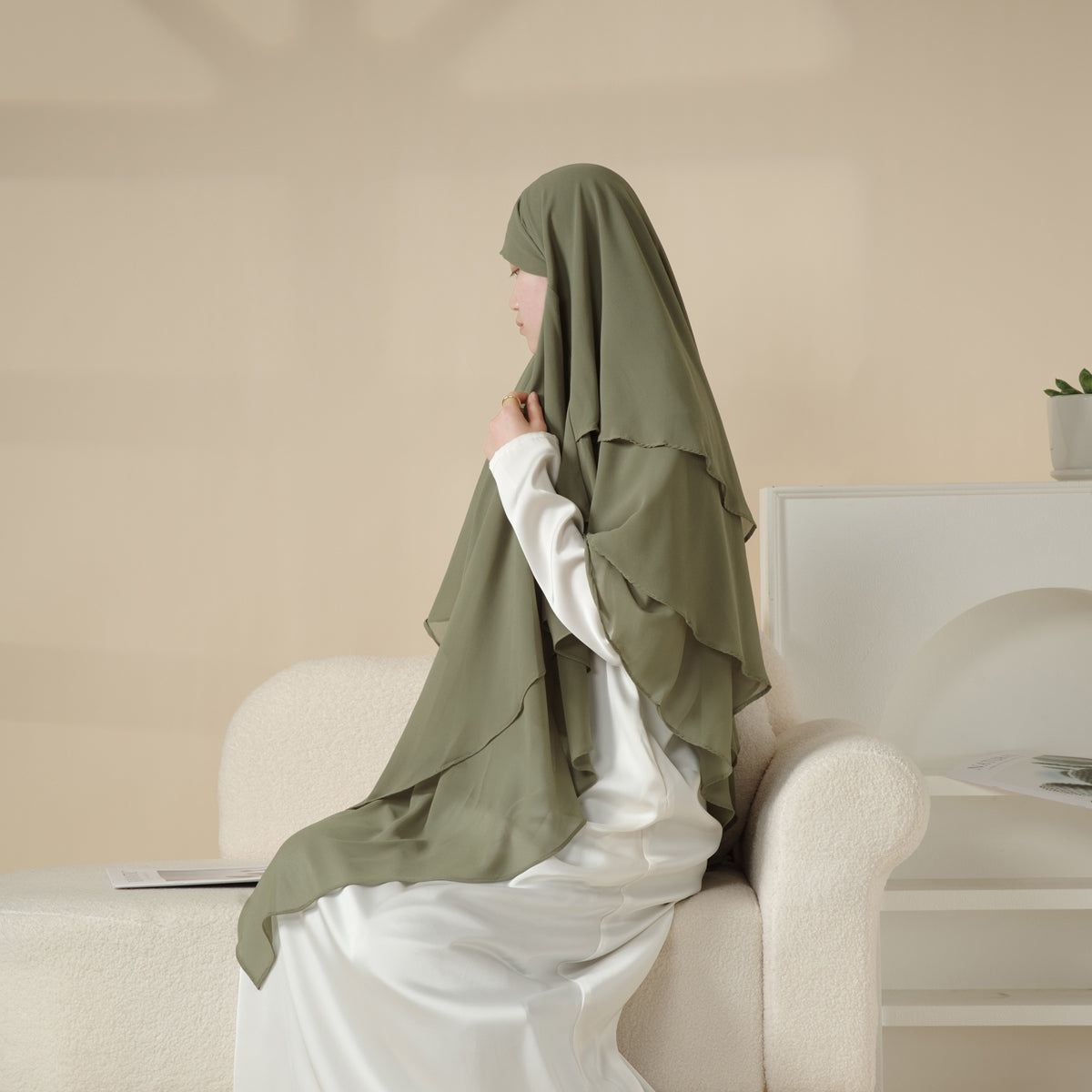 MK017 Foulard Khimar Long 3 Couches