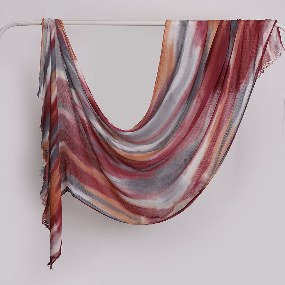 Hijab Châle Plissé Rayé Imprimé Polyvalent (MH180)