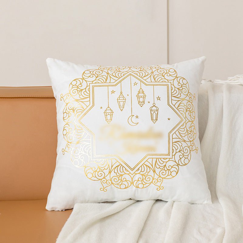 Housse de coussin en peluche courte avec impression à chaud "Eid Moon" (MR076)
