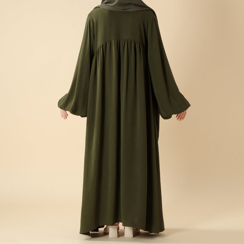 Abaya en crêpe coupe décontractée à manches lanterne (MA190)