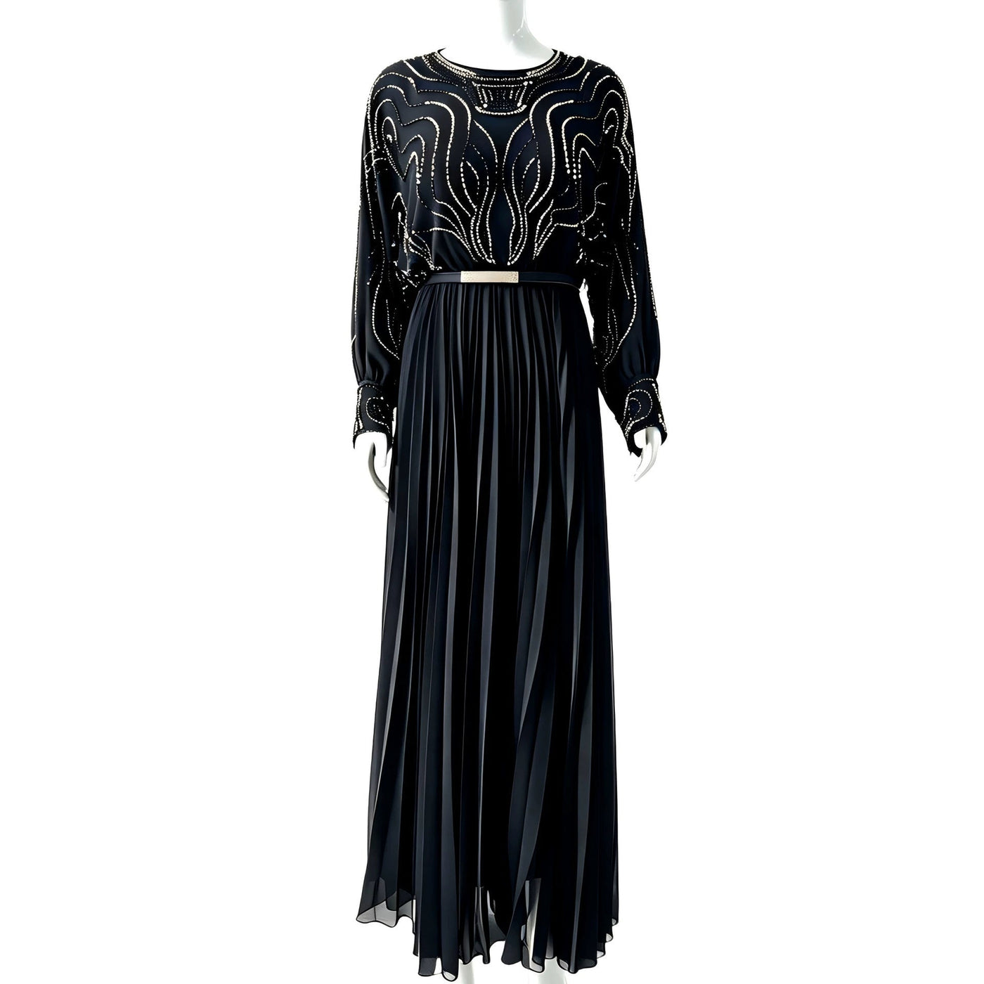 Robe Maxi Batwing Perlée et Cristal (MS529)