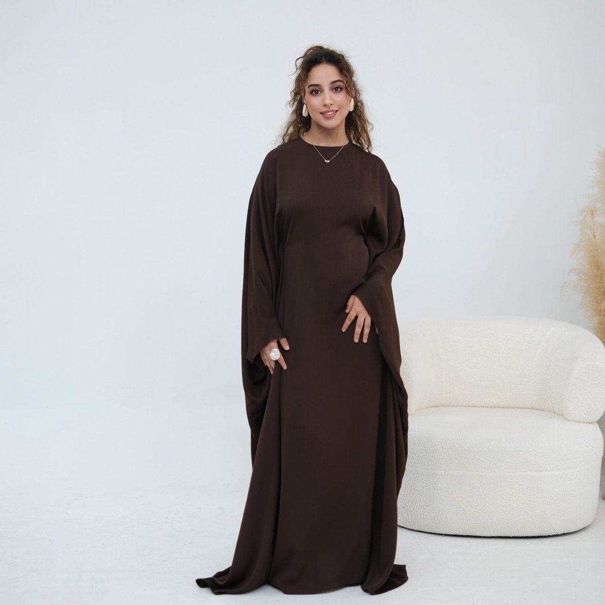 Robe Maxi Nida Crinkle Batwing Sleeve(MA458)