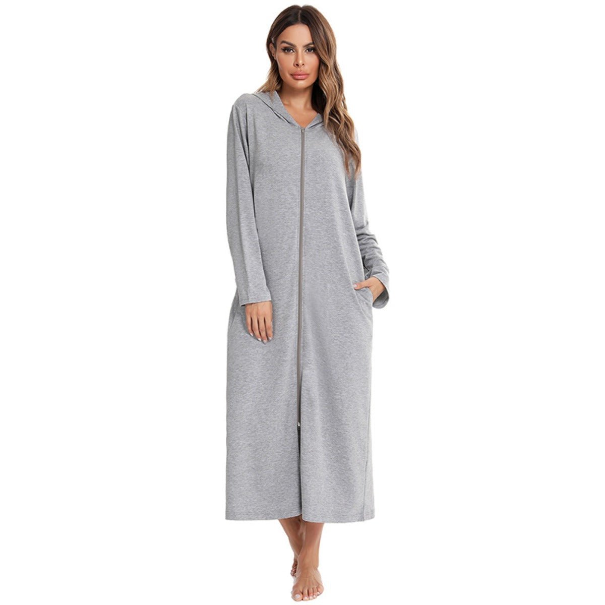 Cardigan long zippé et douillet avec poches | Confort Loungewear (MS110)