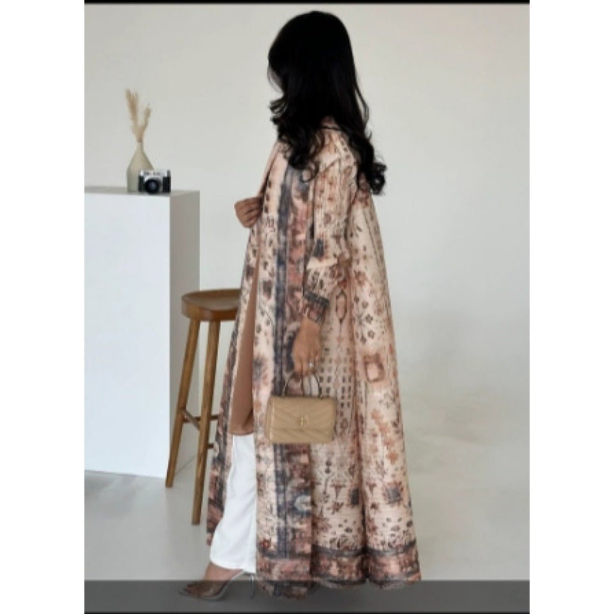 Trench-coat Musulman à Imprimé Floral - Veste Cape Robe Modeste pour la Ville (MOA212)