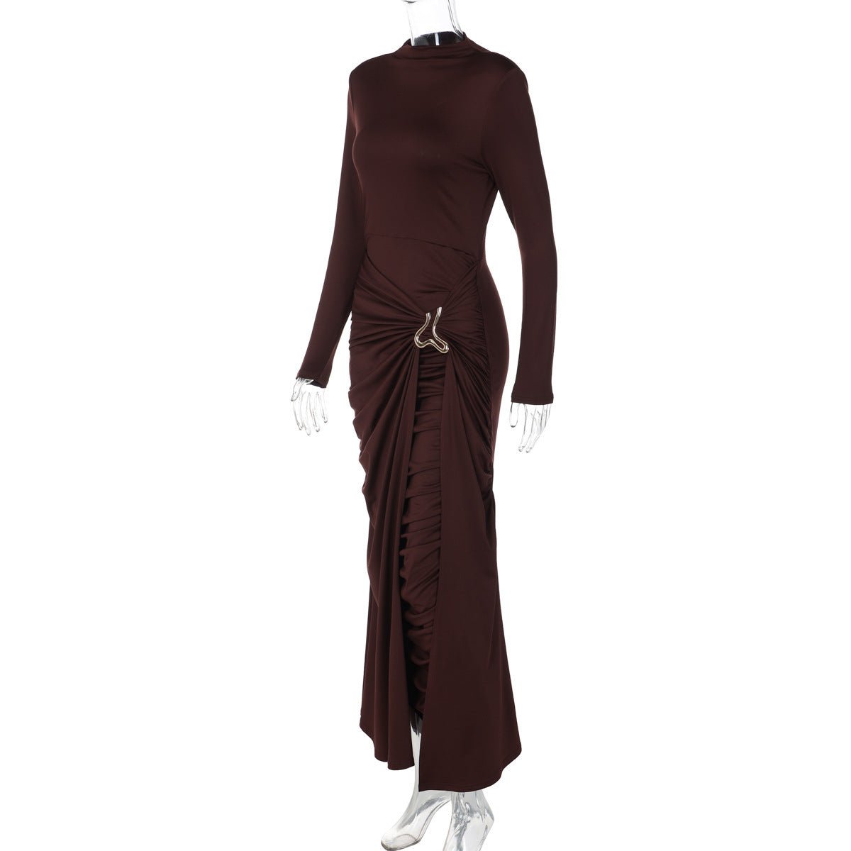 Robe moulante froncée avec quincaillerie métallique (MS233)
