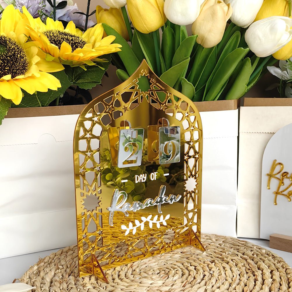 Décoration de Table Acrylique Compte à Rebours du Ramadan - Ornement Artisanal Festif pour la Maison (MAC403)