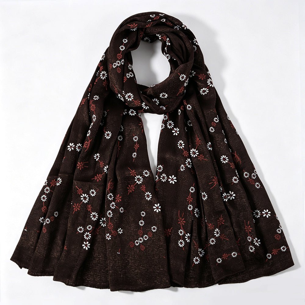 Foulard Hijab Imprimé Fleurs de Marguerite Scintillant (MH245)