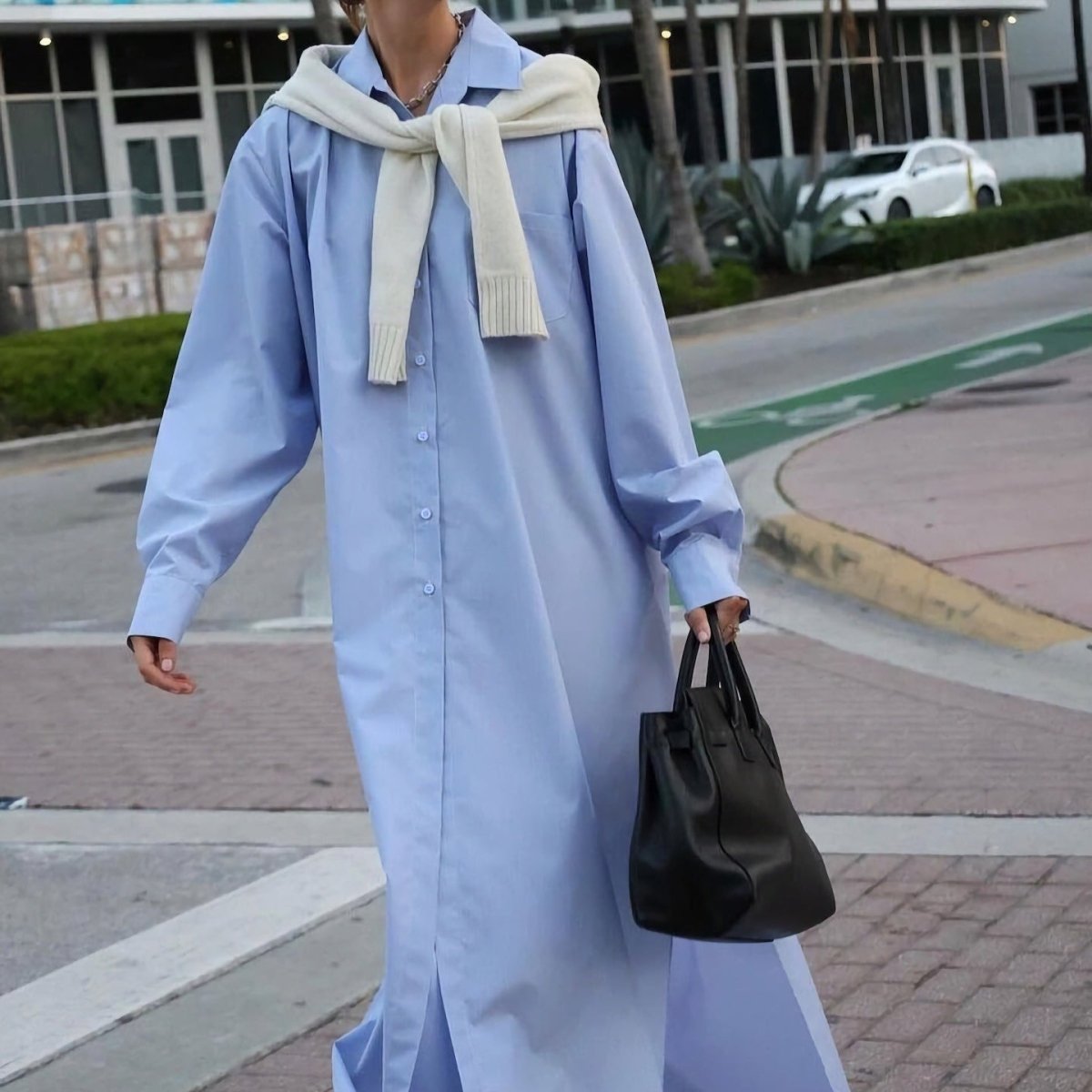Robe-chemise oversize avec fentes latérales (MS332)