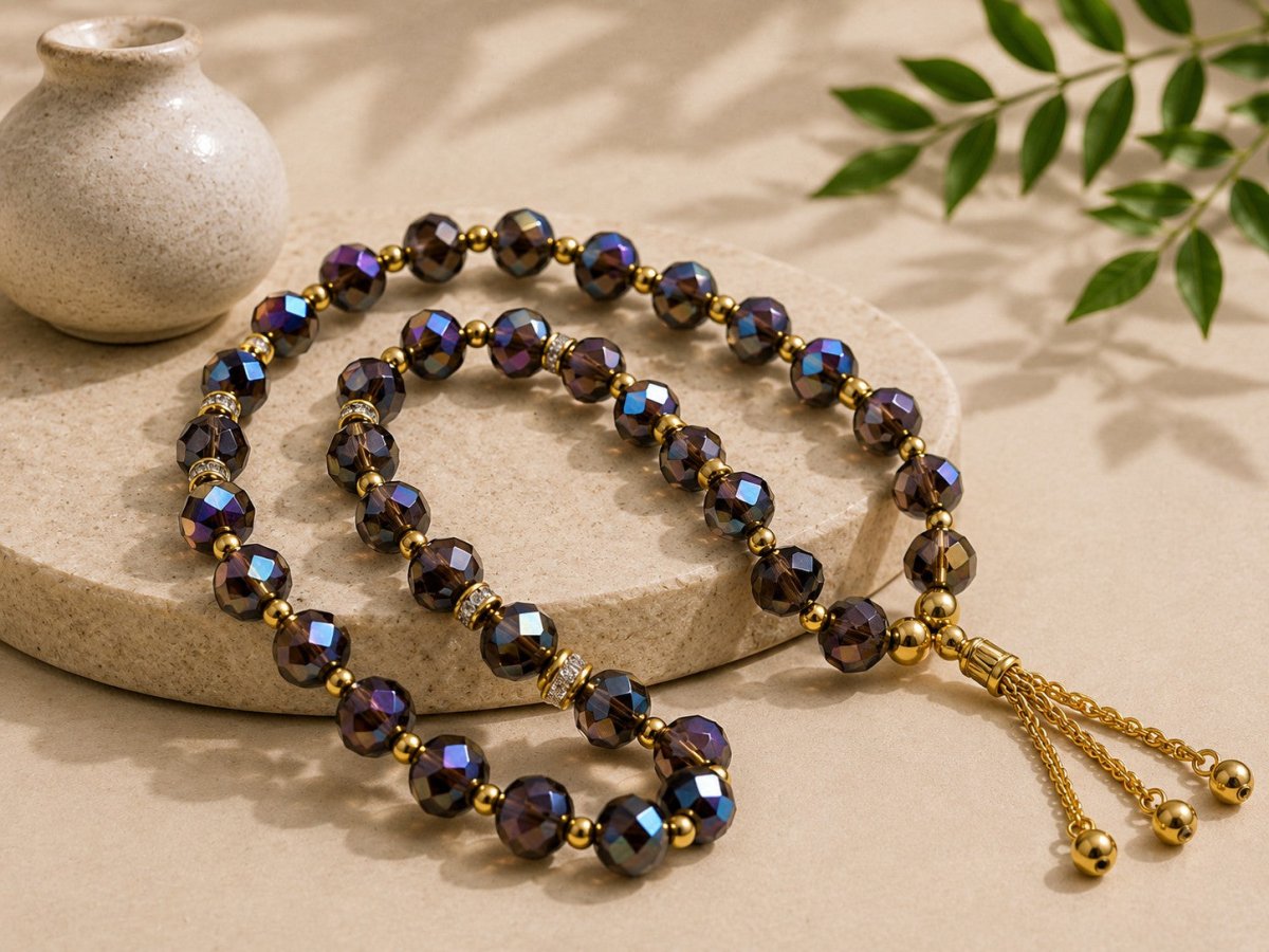 Tasbeeh musulman en verre cristal, 33 perles (MR039)