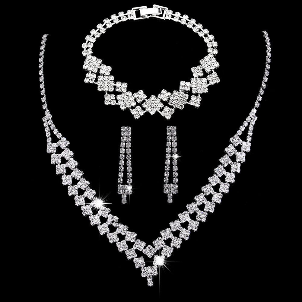 Collier et boucles d'oreilles pendantes MAC181 en zircons diamantés étincelants