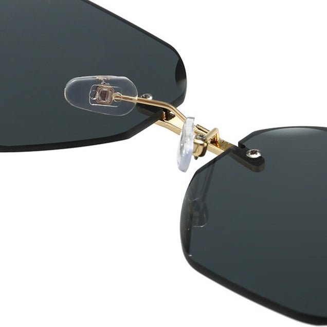 Lunettes de soleil vintage sans monture à bords taillés - Modèle statement polygonal sans cadre (MAC266)