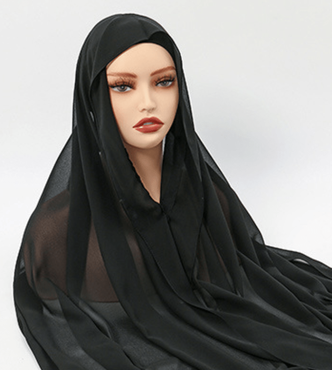 Hijab Instant en Mousseline Magnétique | Foulard Carré Facile à Porter, Antidérapant, avec Fermeture Magnétique (MH152)