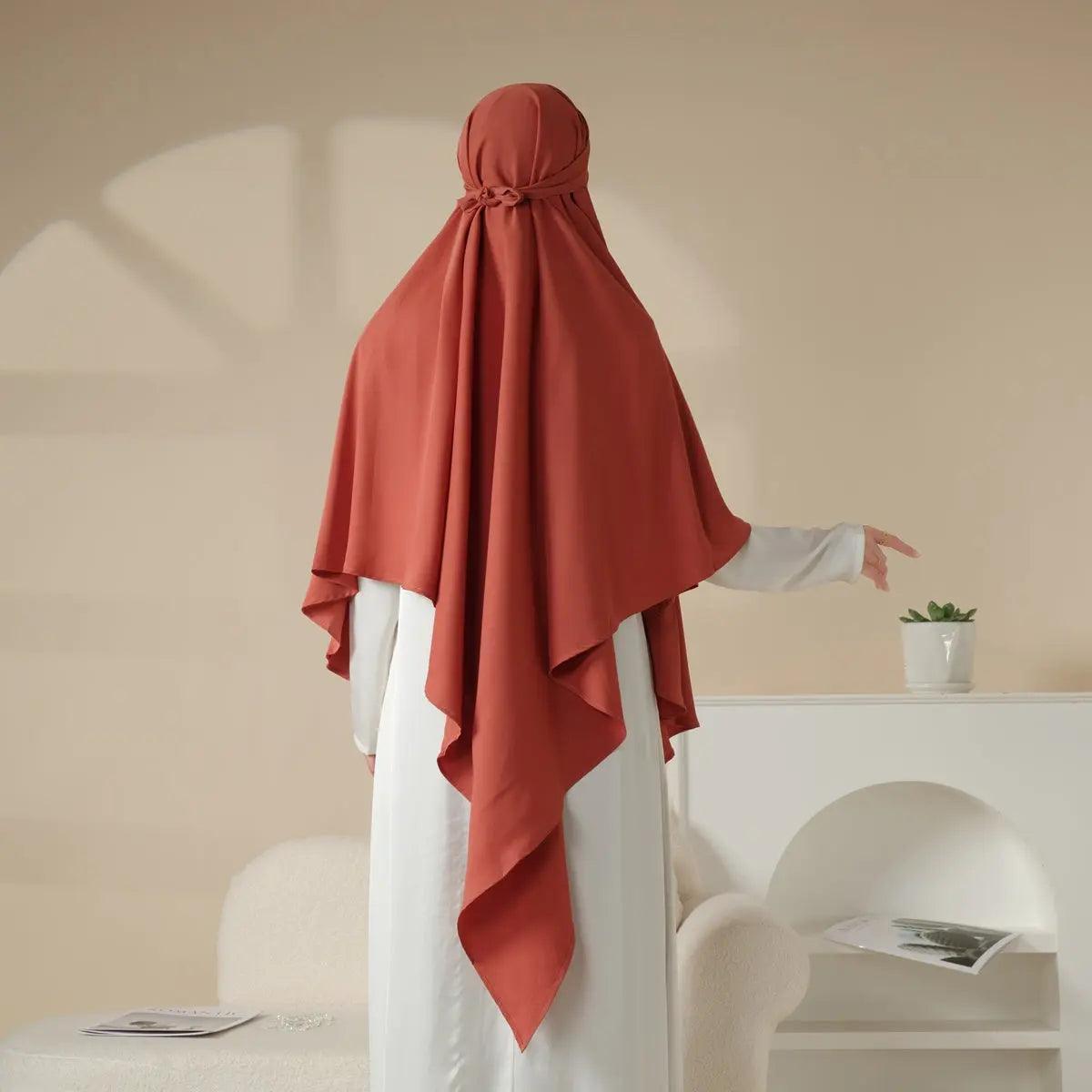 MK001 Niqab attaché - Khimar uni en Nida à 1 couche
