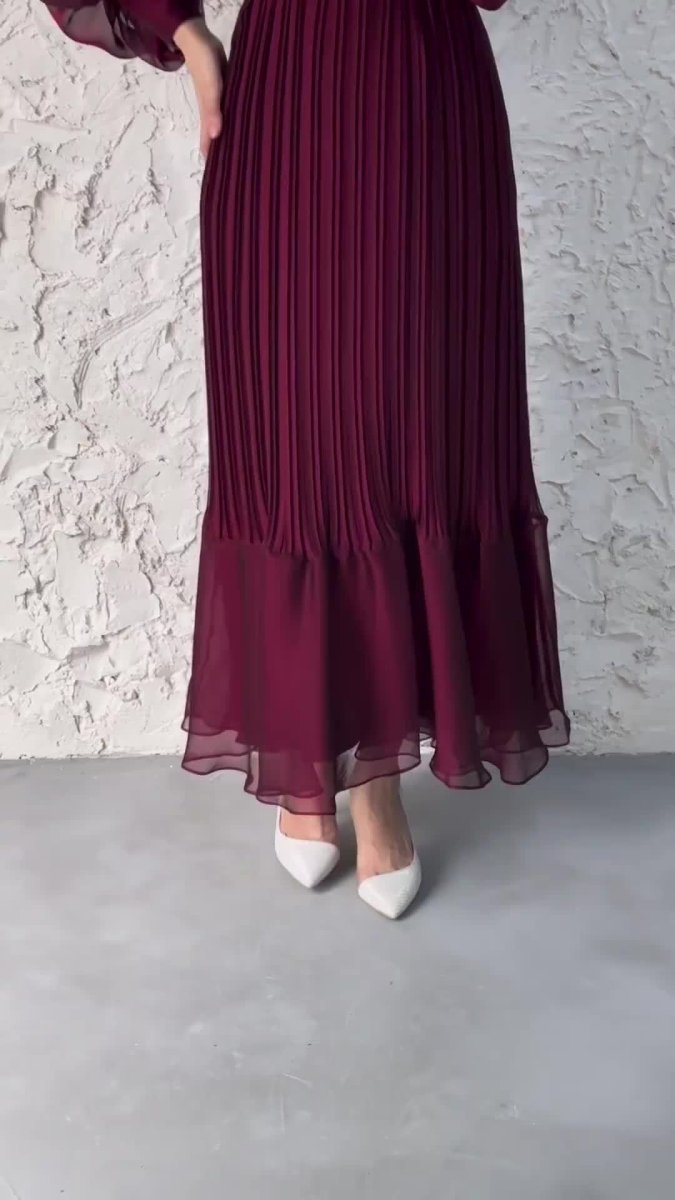 Robe Abaya élégante et légère à jupe longue texturée et manches bouffantes (MA201)