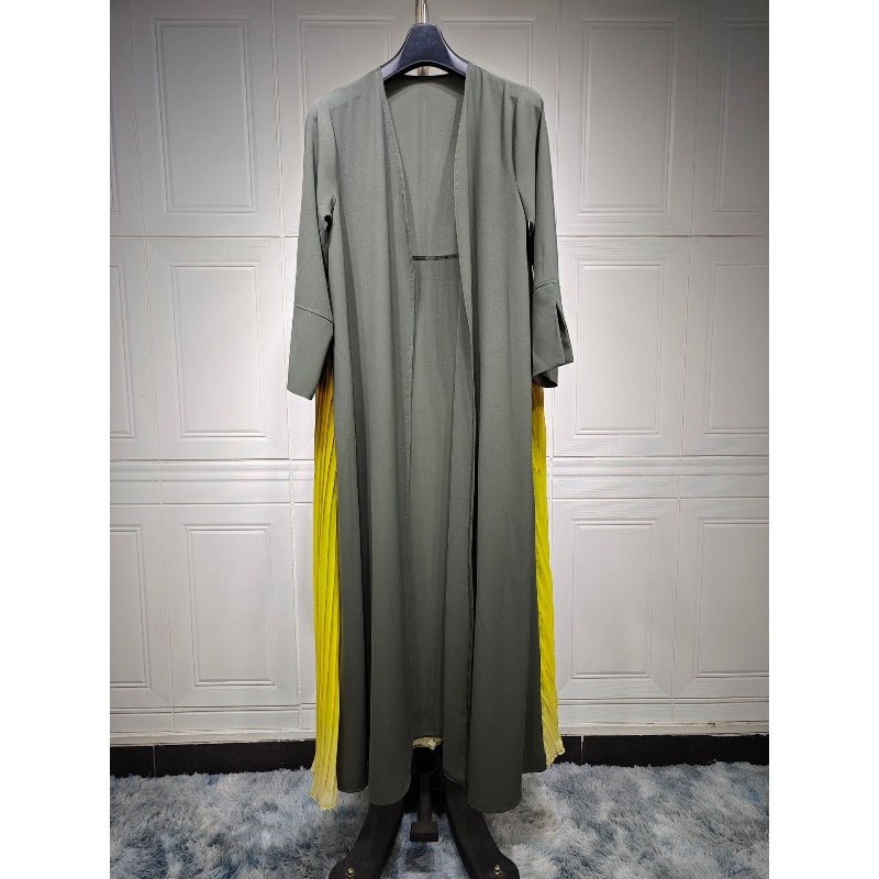 Robe Abaya Plissée Élégante à Dégradé | Robe Longue en Mousseline Pudique pour Femme Musulmane (MOA223)