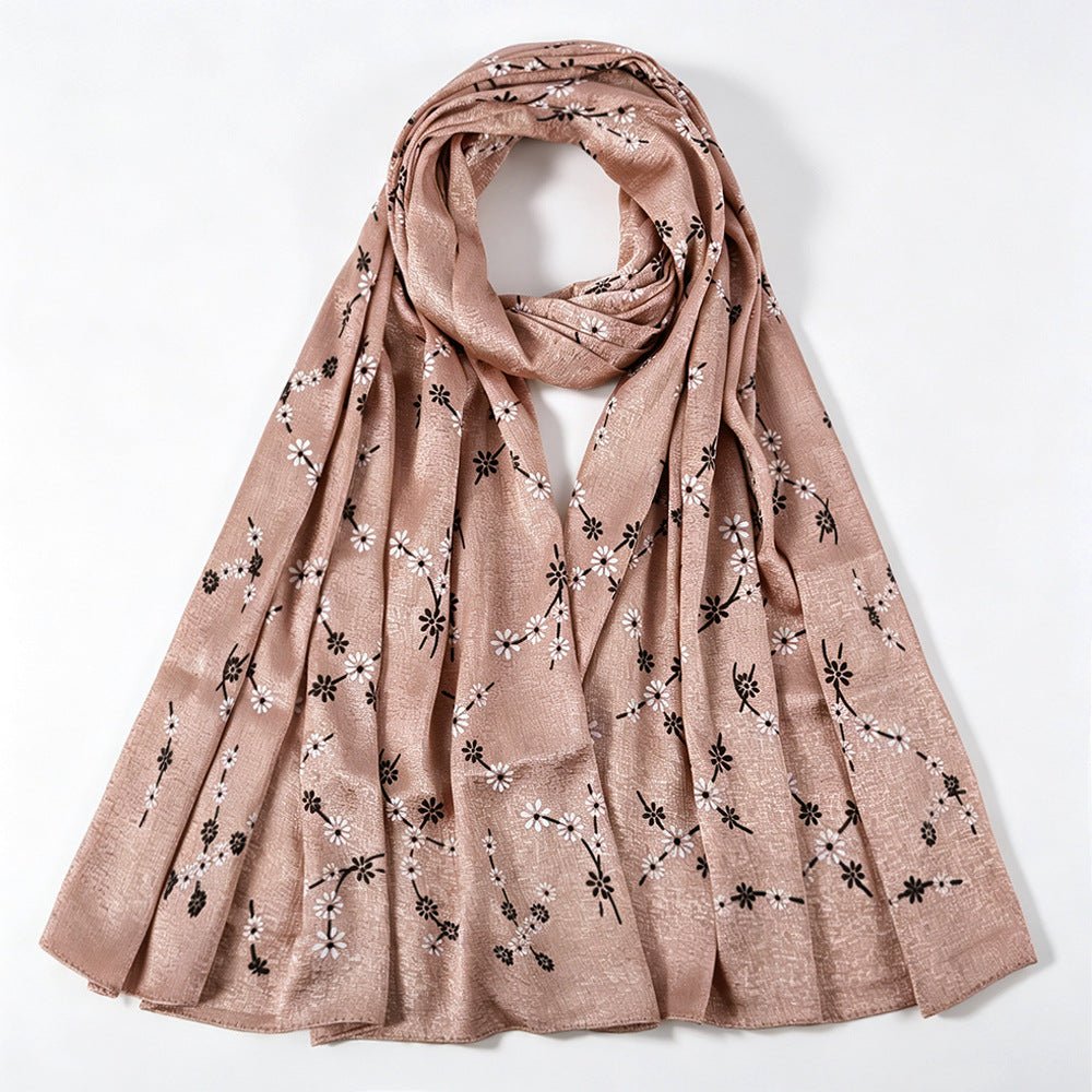 Foulard Hijab Imprimé Fleurs de Marguerite Scintillant (MH245)