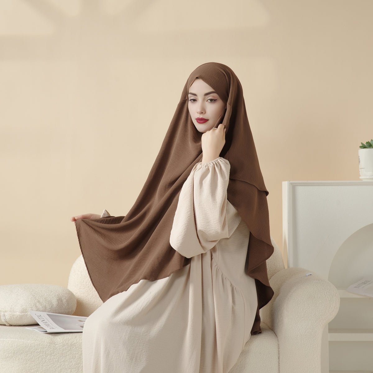 Nouveau Khimar Deux Couches en Crêpe (MK010)
