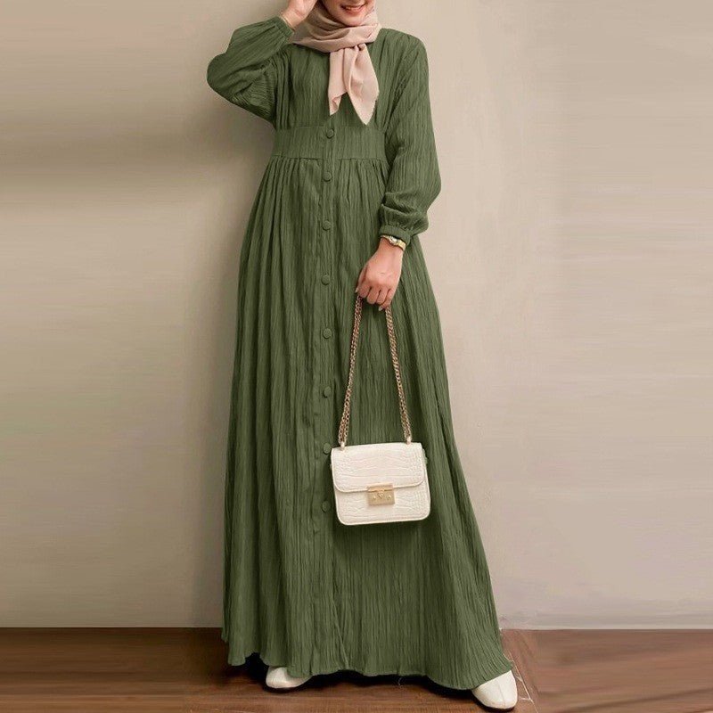 Robe Abaya Vintage à Boutons | Robe Modeste à Manches Longues (MA256)