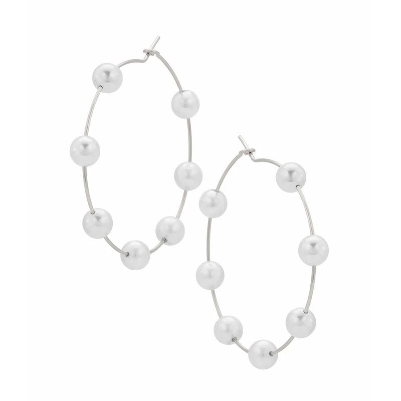 Boucles d'oreilles créoles surdimensionnées avec perles chics (MAC320)