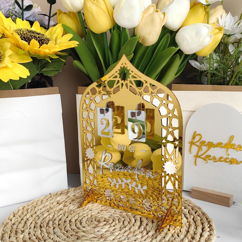 Décoration de Table Acrylique Compte à Rebours du Ramadan - Ornement Artisanal Festif pour la Maison (MAC403)