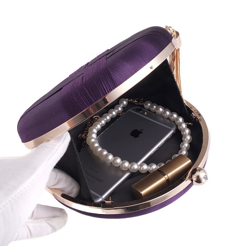 Sac à main pochette de soirée ronde avec détail tressé (MAC287)