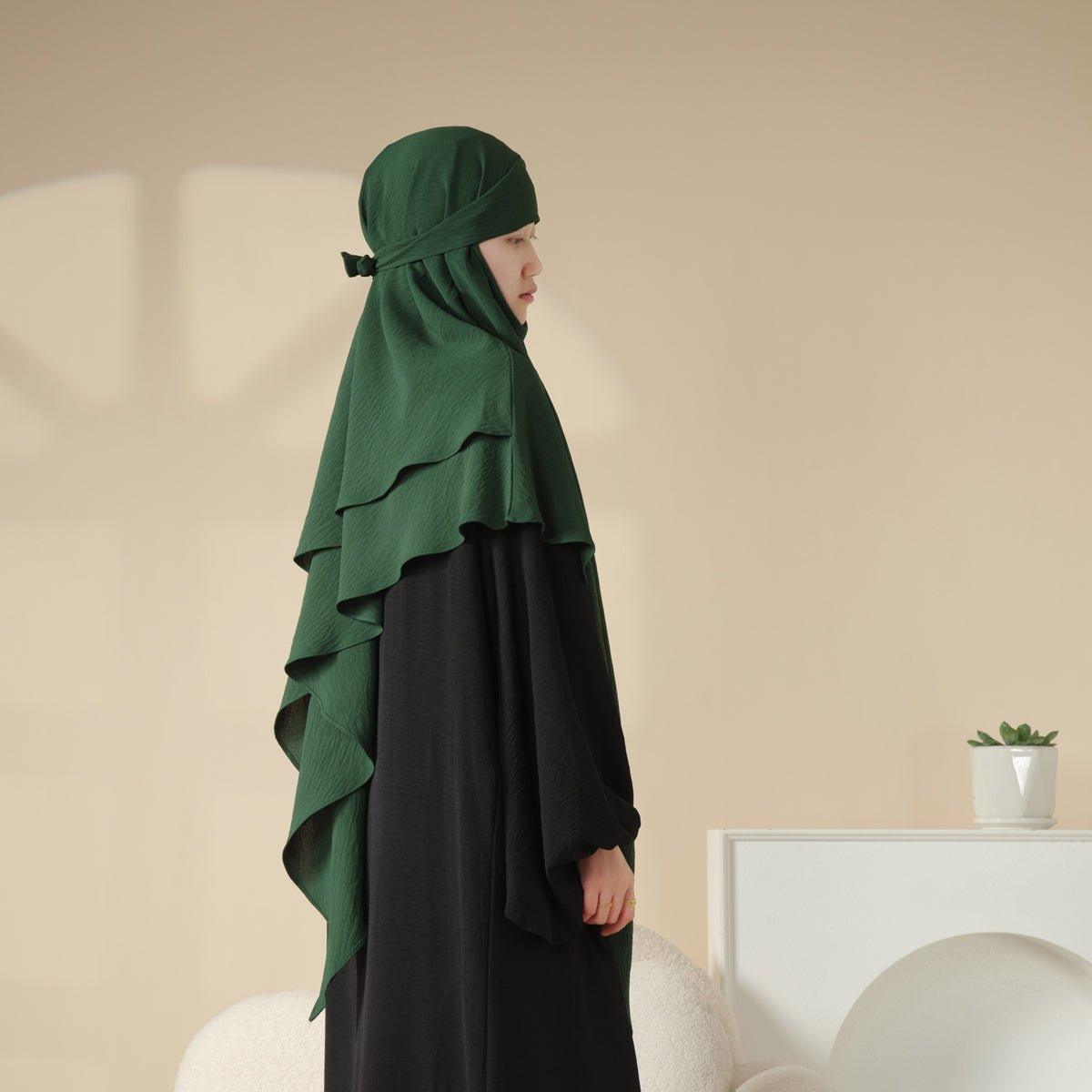 MK011 Superbe Khimar en Crêpe Deux Couches